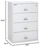 FireKing Fireproof Lateral File Cabinet (4 Drawers, Impact Resistant, Water Resistant), 38" W x 22" D, Arctic White, Made in USA