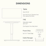 Whole-Piece Standing Desk with Clamp Power Strip, 55 x 28 Electric Stand Up Height Adjustable Desk