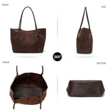 Suede Tote Bag for Women with Leather Purse Large Capacity Work Travel Handbags Ladies Shoulder Bags (Coffee)