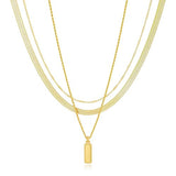 YOIHUR Layered Gold Necklaces for Women,14K Gold Plated Beading Snake Chain Necklace Trendy Layering Rectangular Pendant Twisted Rope Necklace Set Jewelry for Women