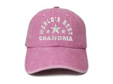 Enodtter World's Best Grandma Hat for Women, Christmas Birthday Gift for Grandmother, Washed Pink Baseball Cap Cotton Distressed Dad Hat