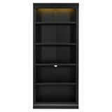 83.4" Tall Bookcase with LED Light, 5-Tier Wood Bookshelves with Adjustable Storage Shelves for Living Room Home Office