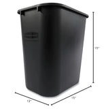 Rubbermaid Commercial 295600BK Deskside Plastic Wastebasket, Rectangular, 7 gal, Black (2)