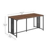 Dining Table for 6-8, 63" Large Kitchen Table, Industrial Dining Room Table, Wooden Rectangular Table with Adjustable Feet