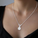 0.5 to 10 Carat 14K White Gold Lab Grown Diamond Solitaire Pendant Necklace