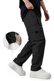 GINGTTO Mens Cargo Pants Slim Fit Black Stretch Cargo Joggers Men with Pockets Elastic Waist 34W×30L