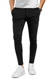 GINGTTO Mens Dress Pants Slim Fit Stretch Plaid Chinos Black Size 30