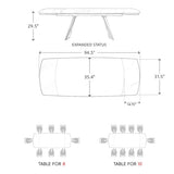 Honyee Extendable Dining Table with Leaf, 65 to 95 Inch