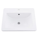 Jshozzy Drop in Bathroom Sink, 21"x18" White Rectangular Modern Ceramic Semi Recessed Vessel Sink with Overflow Above Counter Bathroom Vanity Basin