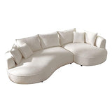 125" Oversized Curved Sectional Sofa,Boucle Upholstered Modular Couch with Chaise,Deep Seat Luxury Cloud Sofa