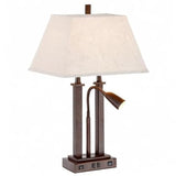 Possini Euro Design Deacon 26" High Modern Desk Table Lamp with USB Charging Ports A+C and AC Power Outlet in Base
