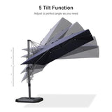 PURPLE LEAF 9' X 12' Left-right Tilt Patio Umbrella Outdoor Cantilever Swivel Rectangle Umbrella with Tilt Aluminum, Navy Blue