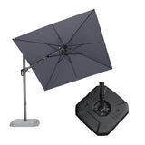 PURPLE LEAF 8' X 8' Tilting Patio Umbrella with Base Outdoor Cantilever Swivel Square Umbrella with Tilt Aluminum Offset Umbrella, Light Grey