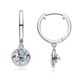 14K White Gold Dangle Drop Hoop Earrings