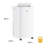 Whirlpool 12,000 BTU Portable Air Conditioner with Dehumidifier for Living Room, Apartment, or Bedroom, 115V, Portable AC for Medium Rooms up to 550 Square Feet with Remote, 3 Speeds, and Timer, White