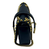 Prada Blue Black Glace Leather Studded Trim Crossbody Handbag 1BD147