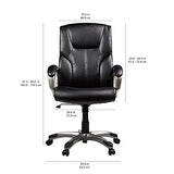 Amazon Basics Executive High Back Office Chair, Adjustable Height, Tilt, Swivel, Padded Seat, Bonded Leather