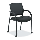 Office Chair, Black Guest Seat with Arms and Casters, Mesh Back