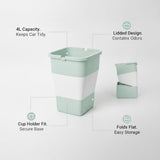 Collapsible Car Trash Can with Lid, 4L Foldable Cup Holder Garbage Bin