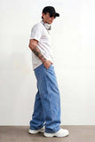 GINGTTO Mens Baggy Jeans Y2k Loose Fit Denim Pants for Men Wide Leg Streetwear Light Blue 32