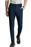 GINGTTO Men's Stretch Dress Pants Slim Fit Skinny Suit Pants Navy Blue 30 (157–176 lbs)
