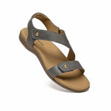 Athlefit Women Comfort Arch Support Orthopedic Sandals Fashion Open Toe Orthotic Grey Sandals with Back Strap Size 6.5