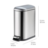 Rectangular Smudge Resistant Small Trash Can With Soft-Close Foot Pedal for Bathroom, Kitchen or Living room | 10 Liter/2.6 Gallons Amazon Basics