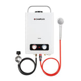 Camplux Pro 6L Portable Tankless Water Heater,Mini Sized Outdoor Propane Gas Water Heater with Portable Handle,Propane Gas Water Heater for RV,Campings,Cabins,Barns,White