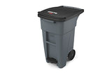 Commercial Products Brute Step-On Rollout Trash/Garbage Can/Bin with Wheels 32 GAL Gray for Restaurants