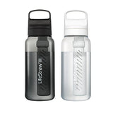 LifeStraw Go Series – BPA-Free Water Filter Bottle for Travel and Everyday Use, Removes Bacteria, Parasites and Microplastics, Improves Taste, 1L 2-Pack Icelandic Blue and Aegean Sea