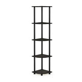 Furinno TURN-N-TUBE Corner Shelf, 5-Tier Corner Bookshelf, Open Storage Shelves, Espresso
