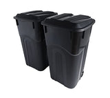 32 Gallon Wheeled Outdoor Garbage Can with Attached Snap Lock Lid and Heavy-Duty Handles