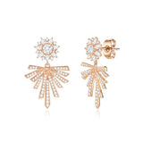 YOIHUR Rose Gold Plated Stud Earrings for Women, Dainty Cubic Zirconia Earring, Hypoallergenic Jewelry, Modern Boho Sunburst & Nature Inspired Earrings, Gift for Mom Wife Girlfriend-Aura Bloom Stud
