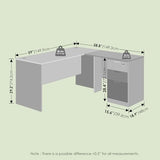 L-Shaped Executive Desk with File Cabinet, L-Shaped Office Desk with 3-Drawer Fixed Pedestal Filing Cabinet