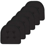 Sweet Home Collection Chair Cushion Memory Foam Pads Tufted Slip Non Skid Rubber Back U-Shaped 17" x 16" Seat Cover, 6 Count (Pack of 3), Black
