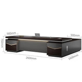 Rustic L Shaped Executive Office Desk with Shelves Storage Cabinet