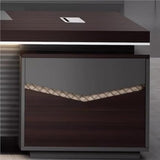Rustic L Shaped Executive Office Desk with Shelves Storage Cabinet