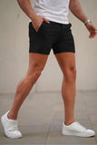 GINGTTO Mens Slim Fit Shorts Skinny Chino Short Tapered Leg Stretch (Black,28-5'')
