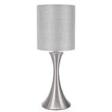 Table Lamp, Dimmable Bedside Desk Lamp with Metal Base Modern Nightstand Lamp Stylish Grey Shade Simple Side Table Lamp for Bedroom