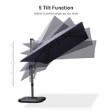 PURPLE LEAF 8' X 11' Left-right Tilting Patio Umbrella Outdoor Cantilever Swivel Rectangle Umbrella, Navy Blue