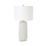 Pemberly Row 30" White Ceramic Table Lamps, Set of 2 with Linen Shades, Artistic Design, 3-Way Switch, Max 100W Standard Bulb, Elegant Lighting for Living Room, Bedroom, Office Decor