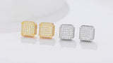 S925 Silver Hip-Hop Style Square Diamond Unique Stud Earrings