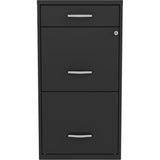 3-Drawer Metal Filing Cabinet, Black Finish, Letter-Size Hanging File Storage, Pencil Drawer