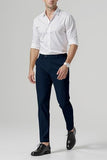 GINGTTO Men's Stretch Dress Pants Slim Fit Skinny Suit Pants Navy Blue 30 (157–176 lbs)