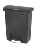 Rubbermaid Commercial Products Streamline Slim Step-On Plastic Trash Garbage Can, 8-Gallon, Black