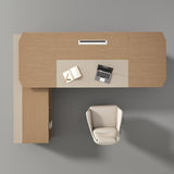 71 inch L Shaped Executive Desk with 2 Drawers, Modern Large Computer Desk