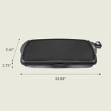bella Electric Non-Stick Griddle, Make 10 Eggs At Once, Healthy-Eco Non-stick Coating, Hassle-Free Clean Up, Large Submersible Cooking Surface, 10.5" x 20", Black