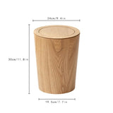 Natural Wood Trash Can with Swing Lid - Japanese Style Waste Bin for Bathroom