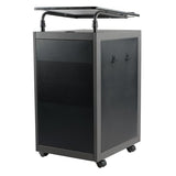 Pemberly Row Teacher’s WorkPod Lectern & Desk, Mobile Metal Classroom Podium with Locking Storage