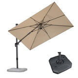 PURPLE LEAF 6.5' X 10' Left-right Tilt Patio Umbrella with Base Outdoor Cantilever Swivel Rectangle Umbrella Aluminum, Beige